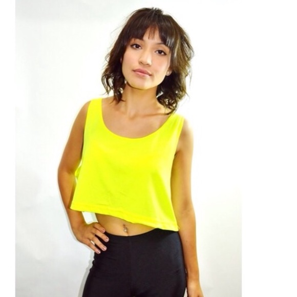 American Apparel Neon Yellow Crop Top - Picture 4 of 4